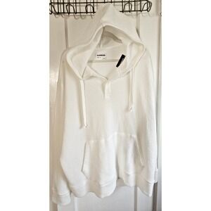 NWT EXPRESS quality + fit white waffle‎ knit hooded sweater man Sz XL